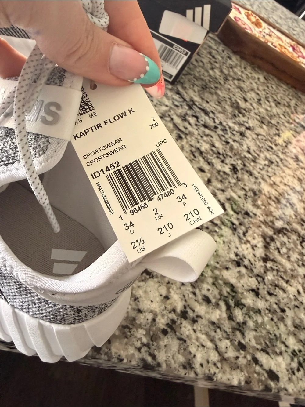 Brand new adidas Kids 2.5 White and Grey Kaptir  FlowK Sneakers